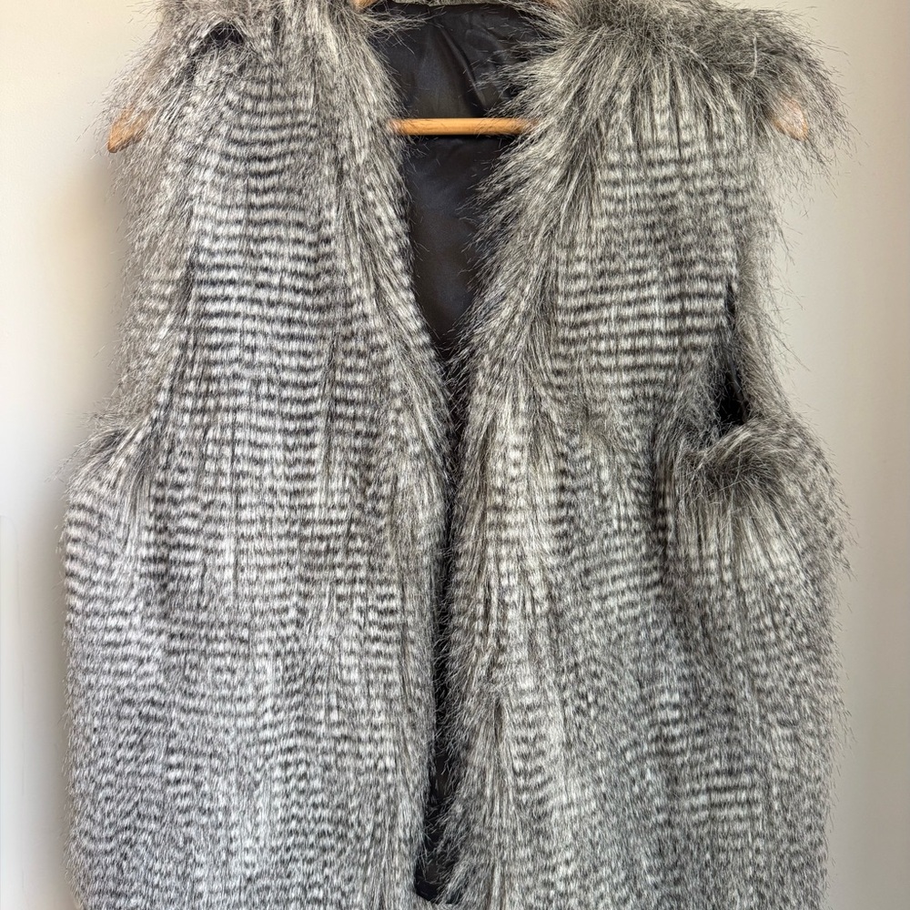 Gray Faux Fur Vest